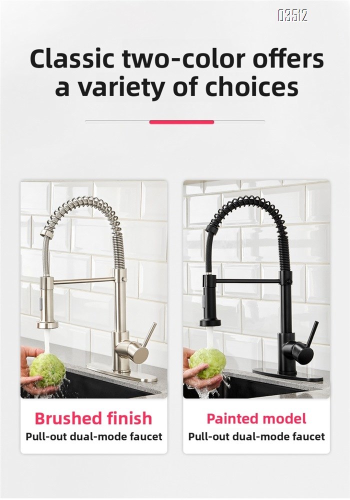 Kitchen Faucet with Pull Down Sprayer Brass 1 Handle Pull Out Spring Sink Faucets 1 Hole Dual Function for Farmhouse Camper
