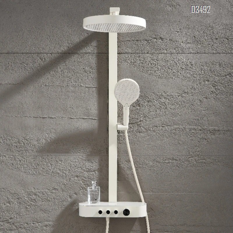 Brass High-end large storage home shower faucet set with pressure increase and thermostatic cold and hot cream wall-mounted pure Tap