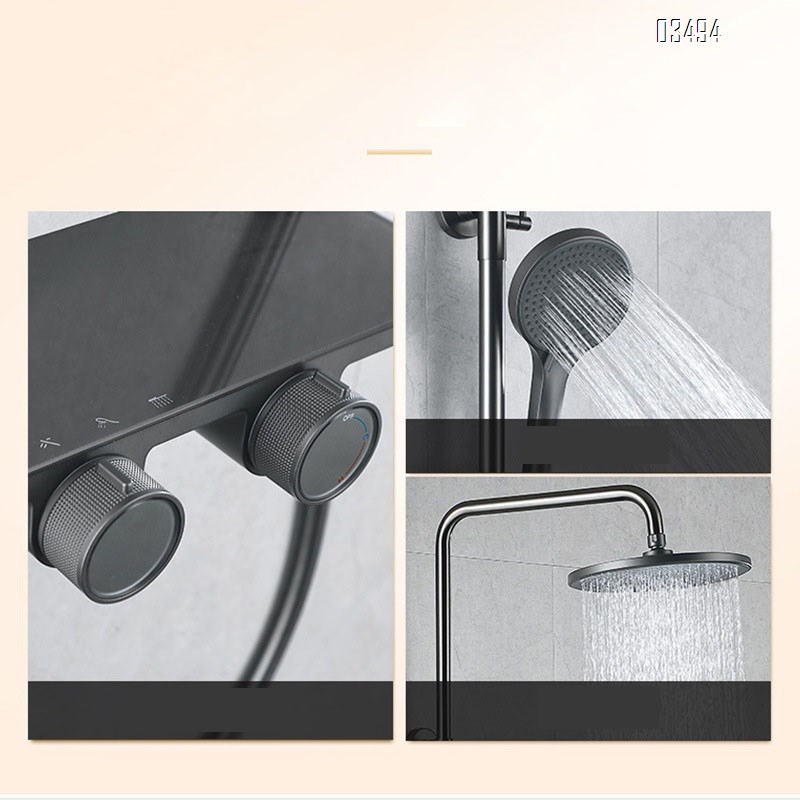 Gunmetal grey shower head set bathroom pressure spray gun a complete set of shower head set Tap