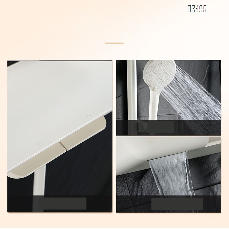 White piano key two-function home shower set with pressure spray head for modern minimalist bathroom