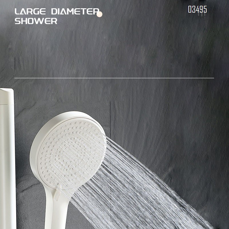 White piano key two-function home shower set with pressure spray head for modern minimalist bathroom