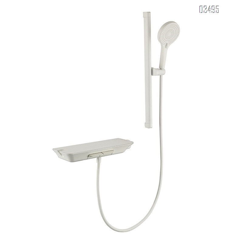 White piano key two-function home shower set with pressure spray head for modern minimalist bathroom