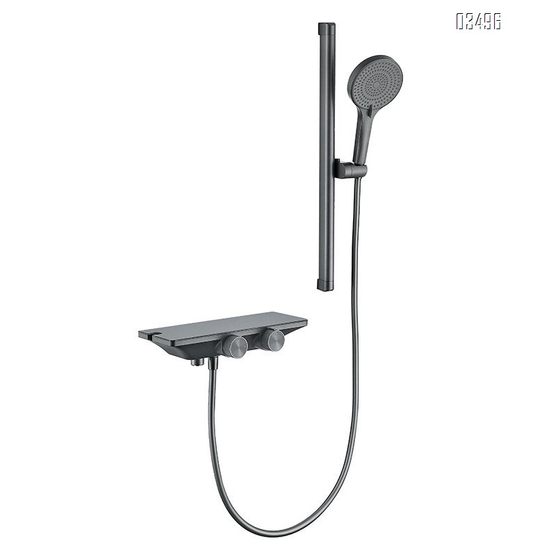 ABS Home use double handle wheel 2 function gunmetal grey pressure shower cold and hot bathroom shower head set