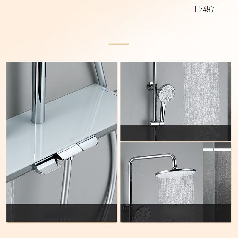 Shower head set with piano keys intelligent temperature control shower set with pressure increase for bathroom rain shower