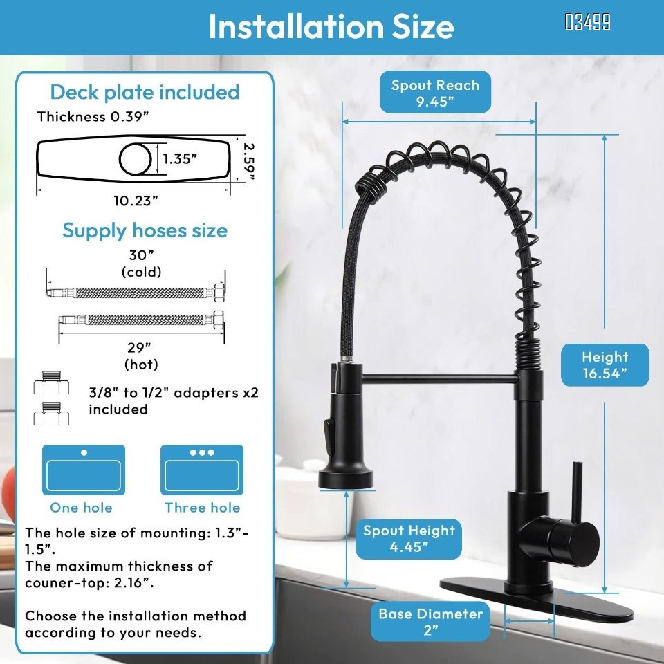 Kitchen Faucets with Pull Down Sprayer Matte Black Dual Mode Setting Single Handle Black Kitchen Sink Faucet with Deck Plate