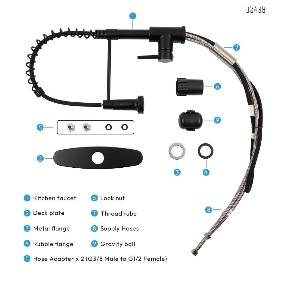 Kitchen Faucets with Pull Down Sprayer Matte Black Dual Mode Setting Single Handle Black Kitchen Sink Faucet with Deck Plate