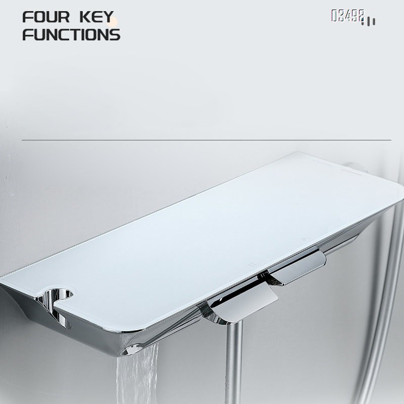 Chrome Piano Key 2-function Shower Head Set for Home Minimalist Temperature-controlled Bath Bathroom Shower Head