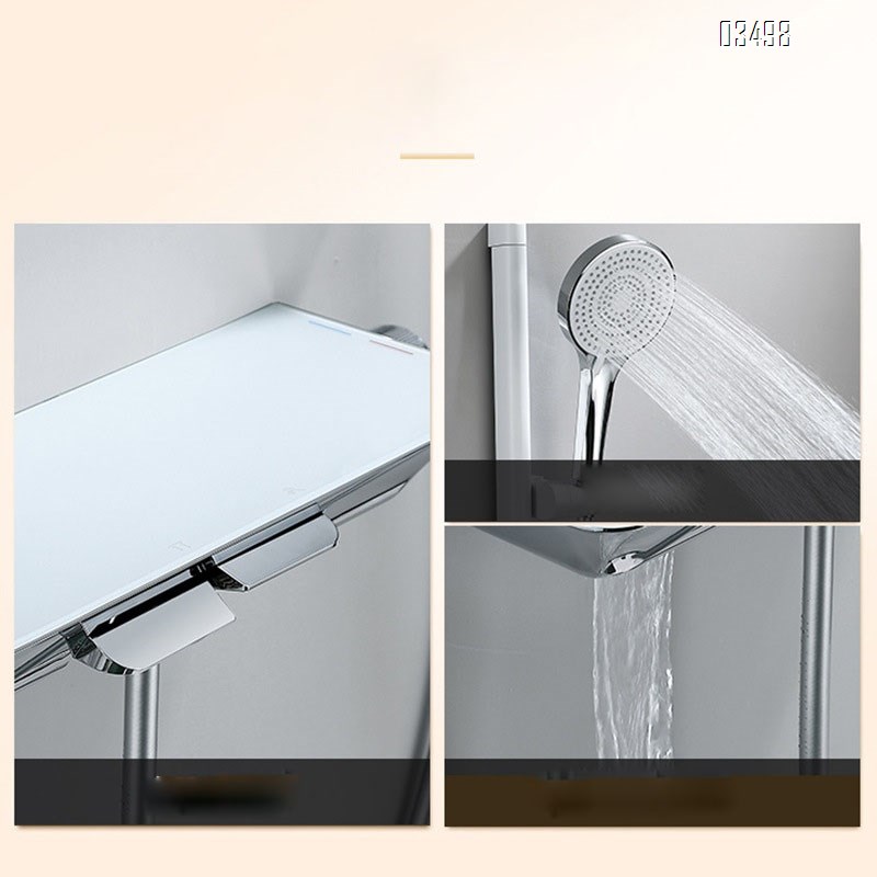 Chrome Piano Key 2-function Shower Head Set for Home Minimalist Temperature-controlled Bath Bathroom Shower Head