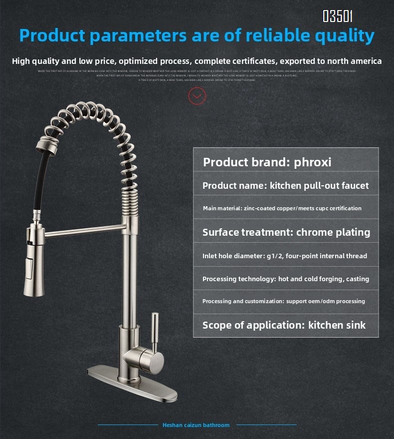 Kitchen Faucet with Pull Down Sprayer Brass Single Handle Pull Out Spring Sink Faucets Dual Function for Farmhouse Camper