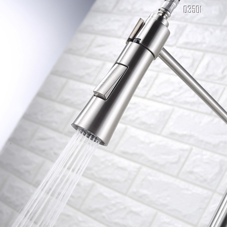 Kitchen Faucet with Pull Down Sprayer Brass Single Handle Pull Out Spring Sink Faucets Dual Function for Farmhouse Camper