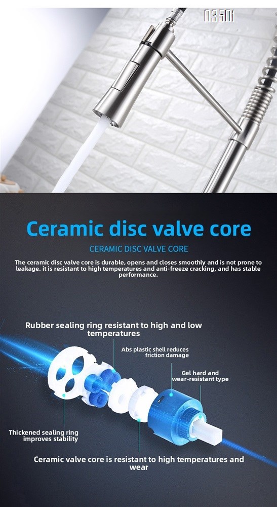 Kitchen Faucet with Pull Down Sprayer Brass Single Handle Pull Out Spring Sink Faucets Dual Function for Farmhouse Camper