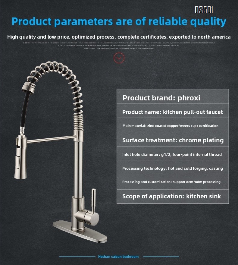 Kitchen Faucet with Pull Down Sprayer Brass Single Handle Pull Out Spring Sink Faucets Dual Function for Farmhouse Camper