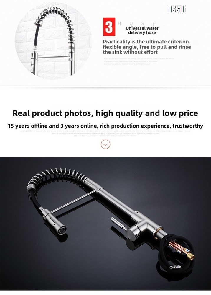 Kitchen Faucet with Pull Down Sprayer Brass Single Handle Pull Out Spring Sink Faucets Dual Function for Farmhouse Camper