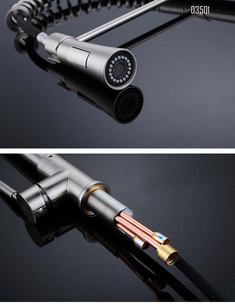 Kitchen Faucet with Pull Down Sprayer Brass Single Handle Pull Out Spring Sink Faucets Dual Function for Farmhouse Camper