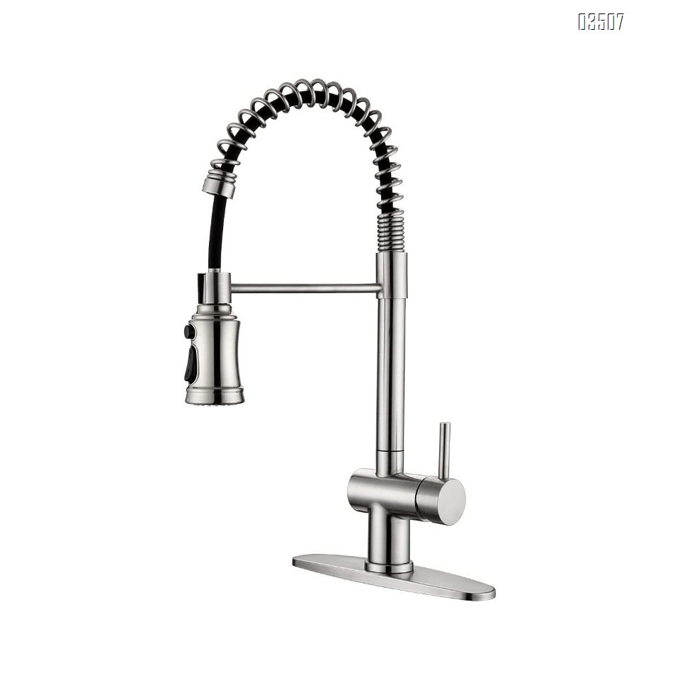 Commercial Kitchen Faucet with Pull Down Sprayer, Single Hole Matte Black Single Handle 3 Function Single Handle Laundry Faucet