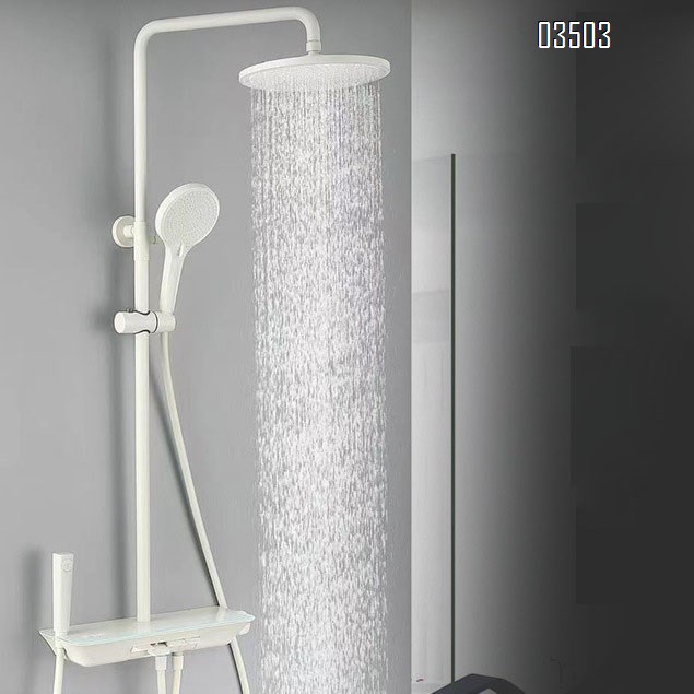 Shower Head Set Ambient Light LED cream Milk White Shower Head Set Shower Head Rain Tap Top Spray