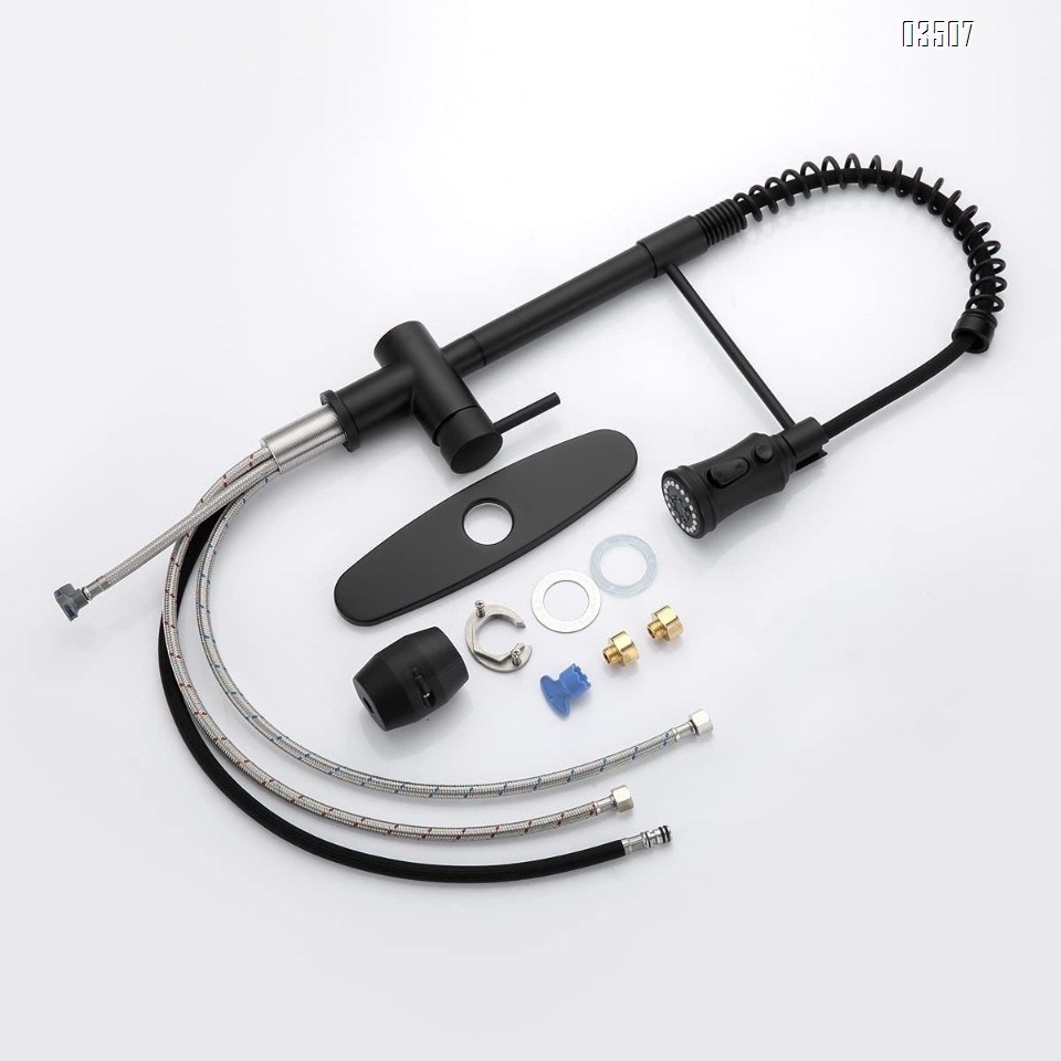 Commercial Kitchen Faucet with Pull Down Sprayer, Single Hole Matte Black Single Handle 3 Function Single Handle Laundry Faucet