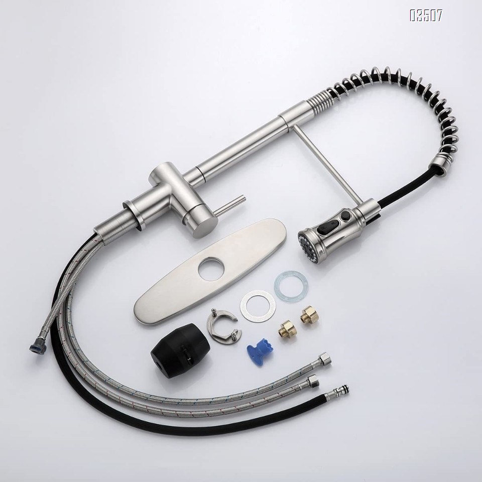 Commercial Kitchen Faucet with Pull Down Sprayer, Single Hole Matte Black Single Handle 3 Function Single Handle Laundry Faucet