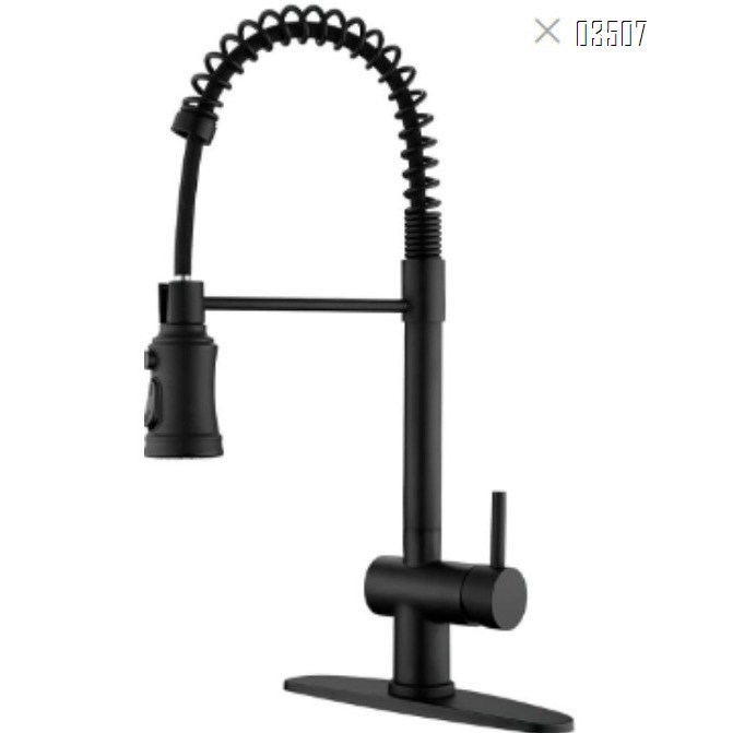 Commercial Kitchen Faucet with Pull Down Sprayer, Single Hole Matte Black Single Handle 3 Function Single Handle Laundry Faucet