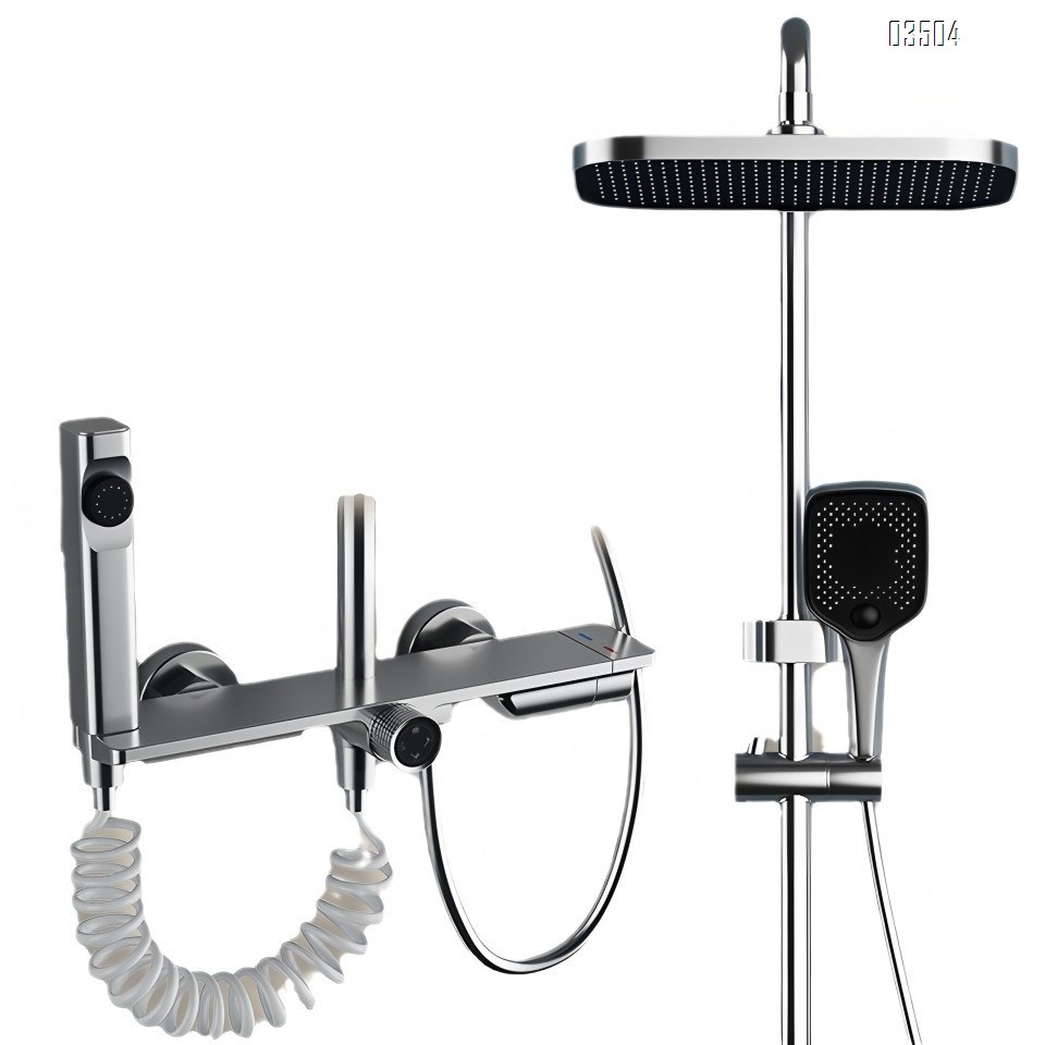 Brass Wall-mounted Shower Head Set Multi-functional Bottom Outlet Faucet Rain Shower Head for Bathroom High-pressure Tap