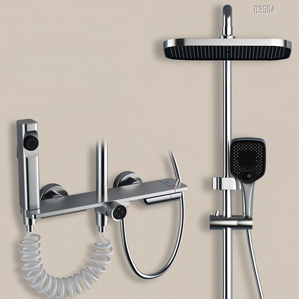 Brass Wall-mounted Shower Head Set Multi-functional Bottom Outlet Faucet Rain Shower Head for Bathroom High-pressure Tap