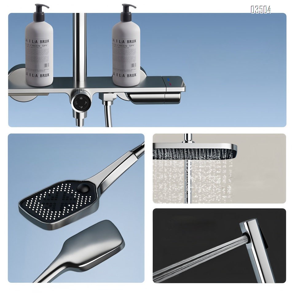 Brass Wall-mounted Shower Head Set Multi-functional Bottom Outlet Faucet Rain Shower Head for Bathroom High-pressure Tap
