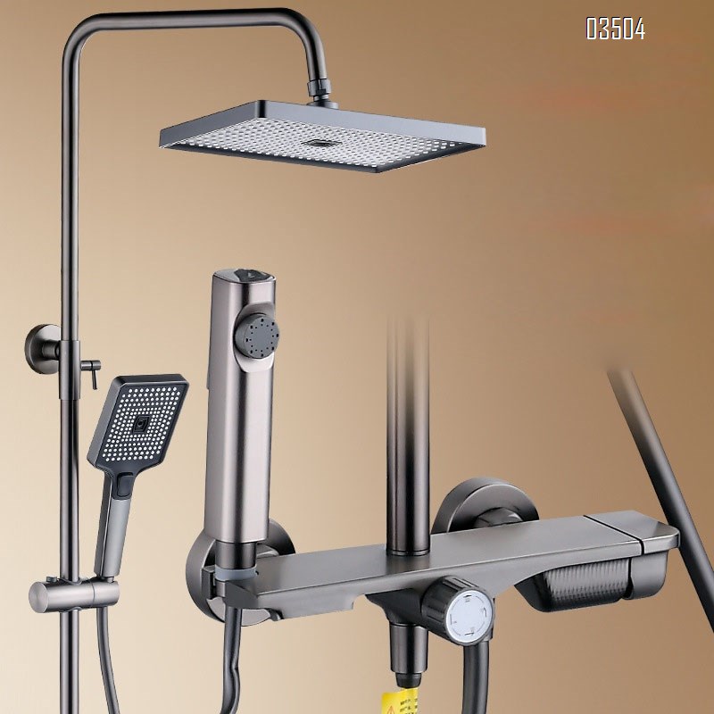 Brass Wall-mounted Shower Head Set Multi-functional Bottom Outlet Faucet Rain Shower Head for Bathroom High-pressure Tap