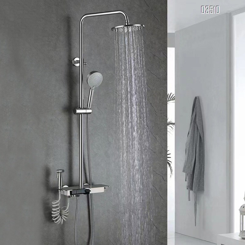 Gun Grey Cold and hot water multiple function Shower Head Set Brass Pressure Boosting Bathroom Shower Head Set