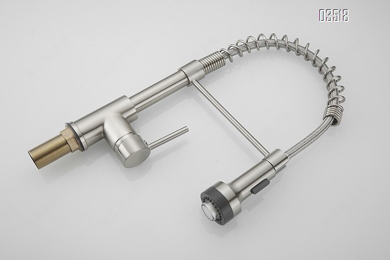 Kitchen Faucet with LED Pull Down Sprayer , Brushed Commercial Single Handle High Arc Faucet for Sink, Brass Kitchen Faucet