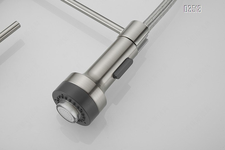 Kitchen Faucet with LED Pull Down Sprayer , Brushed Commercial Single Handle High Arc Faucet for Sink, Brass Kitchen Faucet