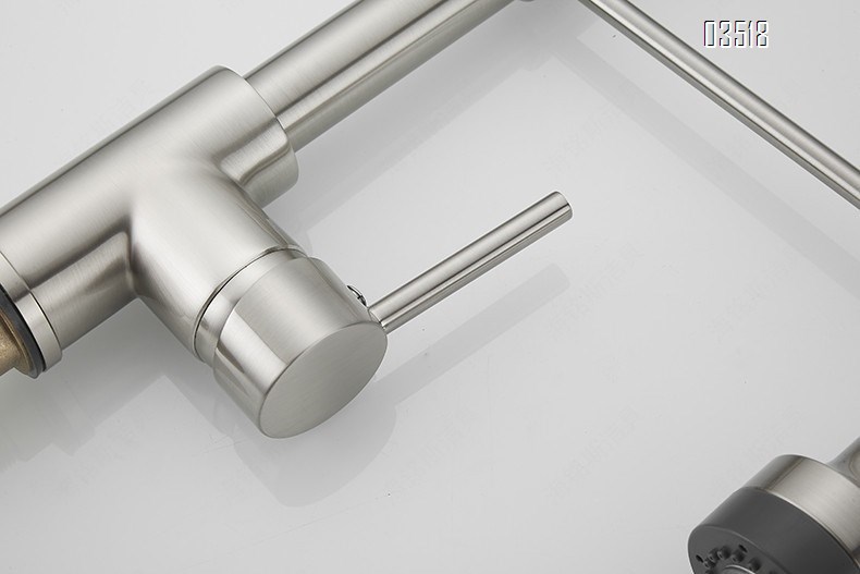 Kitchen Faucet with LED Pull Down Sprayer , Brushed Commercial Single Handle High Arc Faucet for Sink, Brass Kitchen Faucet