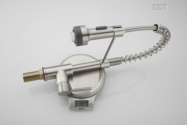 Kitchen Faucet with LED Pull Down Sprayer , Brushed Commercial Single Handle High Arc Faucet for Sink, Brass Kitchen Faucet