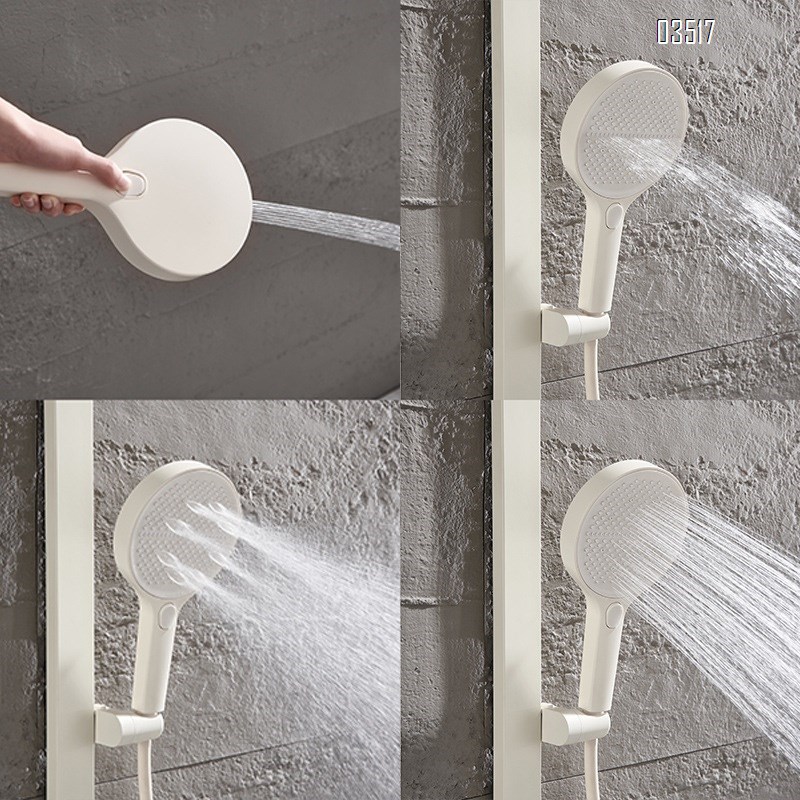 Stainless Steel shower head set with light cold and hot digital display pressure increasing bathroom cream white Tap