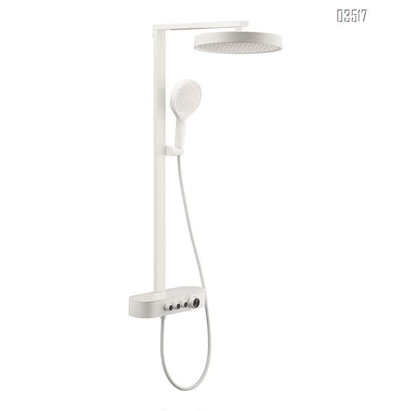 Stainless Steel shower head set with light cold and hot digital display pressure increasing bathroom cream white Tap