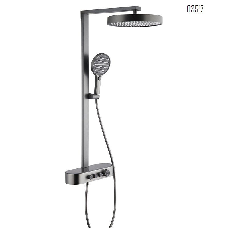 Stainless Steel shower head set with light cold and hot digital display pressure increasing bathroom cream white Tap