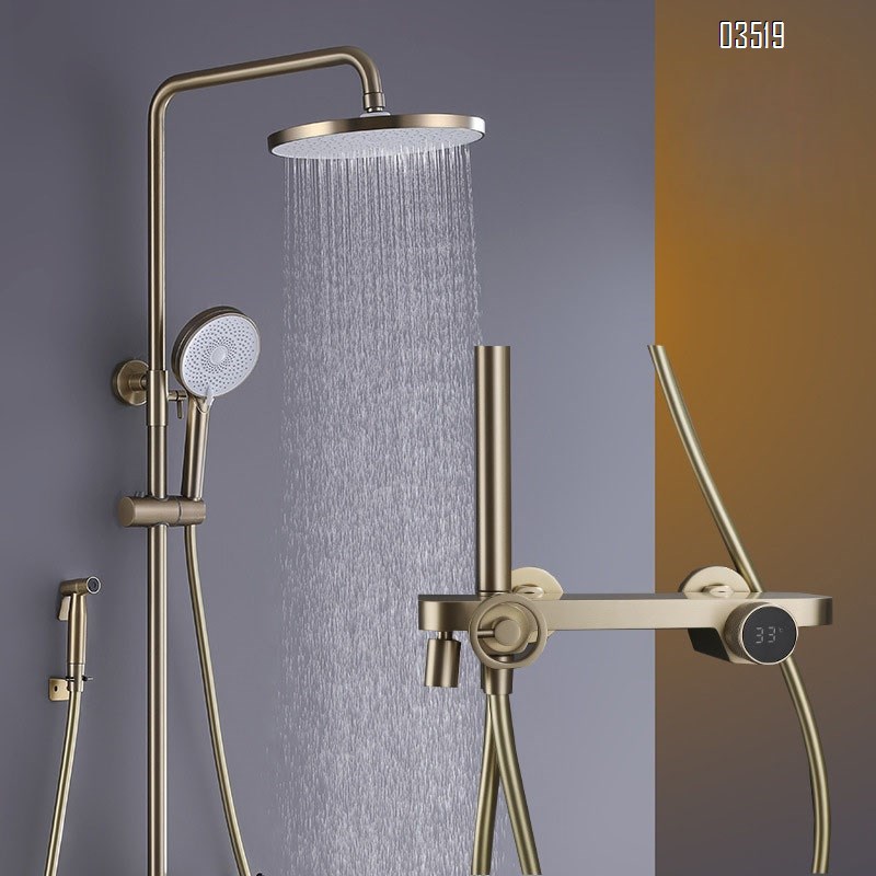 304 stainless steel shower head full set of bathroom with lift function mixing faucet gold pressure shower set Tap