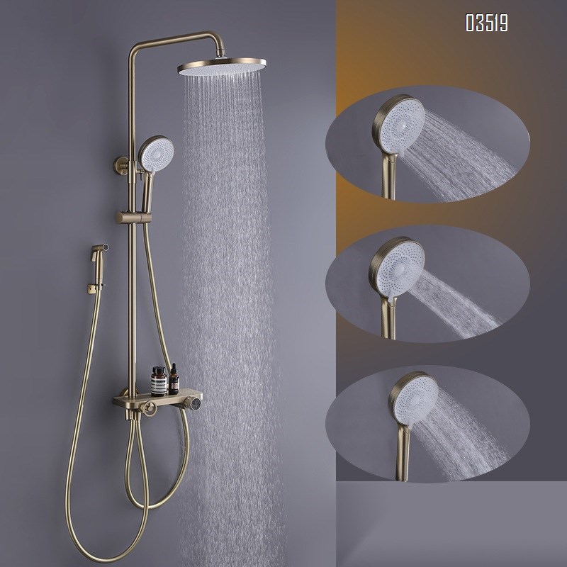 304 stainless steel shower head full set of bathroom with lift function mixing faucet gold pressure shower set Tap