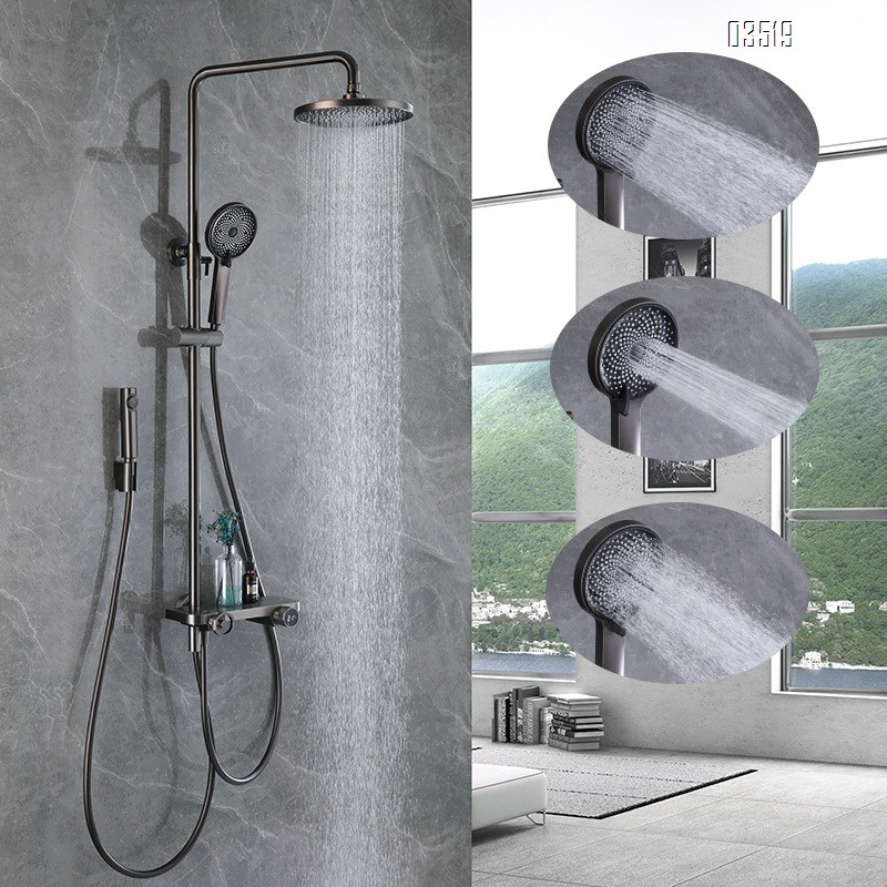 304 stainless steel shower head full set of bathroom with lift function mixing faucet gold pressure shower set Tap