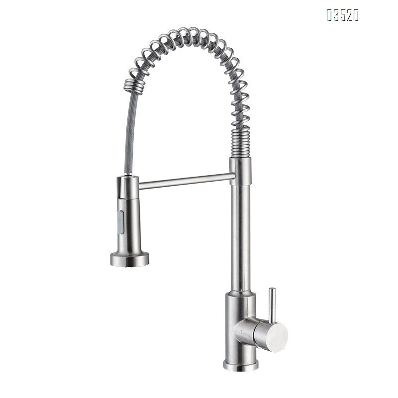 Stainless Steel Kitchen Faucet, Farmhouse Kitchen Faucet with Pull Down Sprayer, Brushed Faucet for Kitchen Sink Single Handle