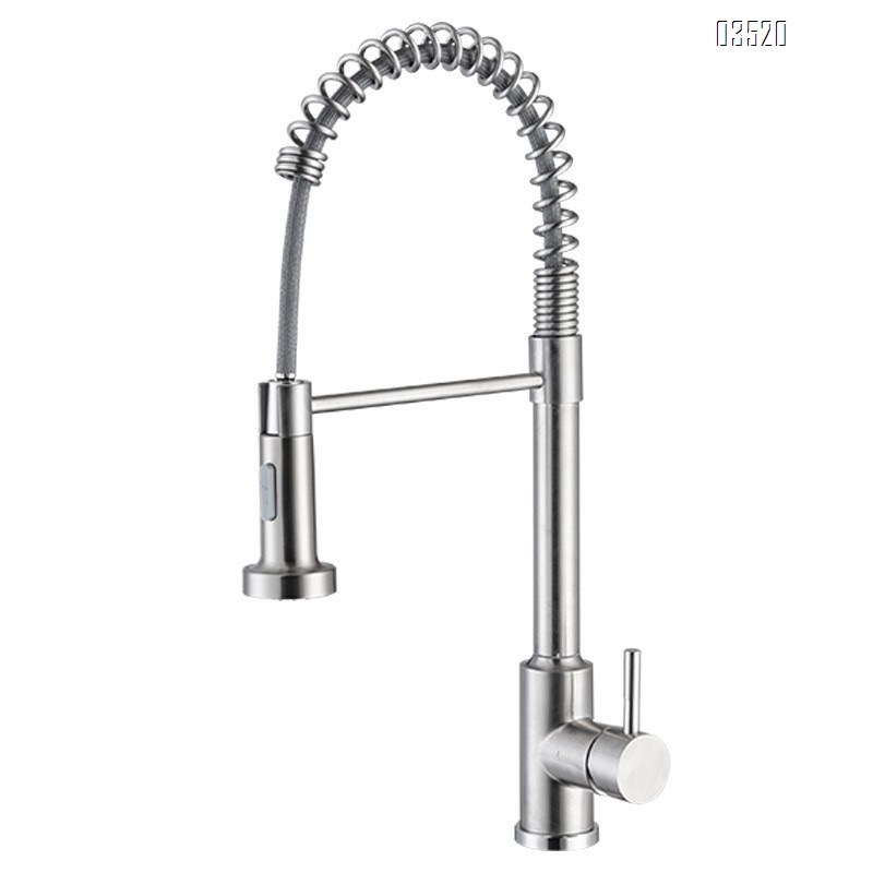 Stainless Steel Kitchen Faucet, Farmhouse Kitchen Faucet with Pull Down Sprayer, Brushed Faucet for Kitchen Sink Single Handle