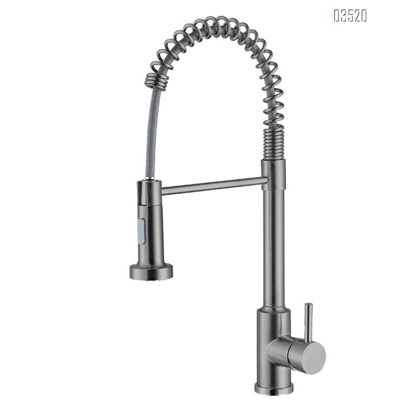 Stainless Steel Kitchen Faucet, Farmhouse Kitchen Faucet with Pull Down Sprayer, Brushed Faucet for Kitchen Sink Single Handle