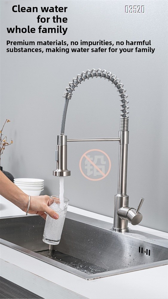 Stainless Steel Kitchen Faucet, Farmhouse Kitchen Faucet with Pull Down Sprayer, Brushed Faucet for Kitchen Sink Single Handle