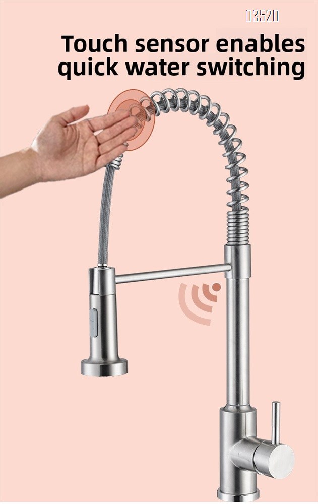 Stainless Steel Kitchen Faucet, Farmhouse Kitchen Faucet with Pull Down Sprayer, Brushed Faucet for Kitchen Sink Single Handle