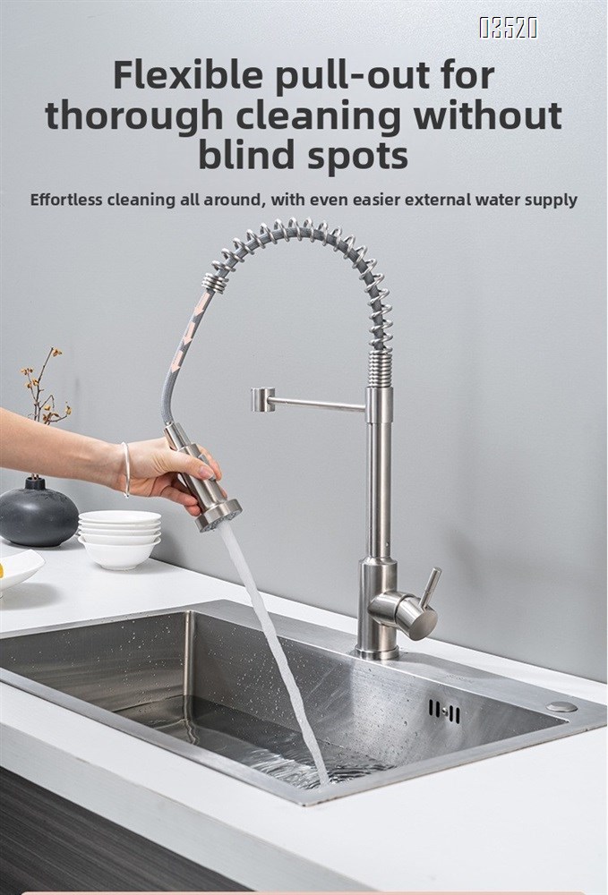 Stainless Steel Kitchen Faucet, Farmhouse Kitchen Faucet with Pull Down Sprayer, Brushed Faucet for Kitchen Sink Single Handle