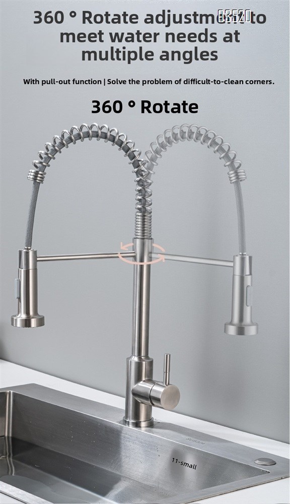 Stainless Steel Kitchen Faucet, Farmhouse Kitchen Faucet with Pull Down Sprayer, Brushed Faucet for Kitchen Sink Single Handle