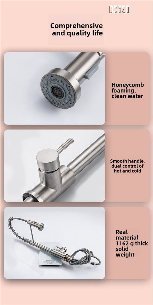 Stainless Steel Kitchen Faucet, Farmhouse Kitchen Faucet with Pull Down Sprayer, Brushed Faucet for Kitchen Sink Single Handle