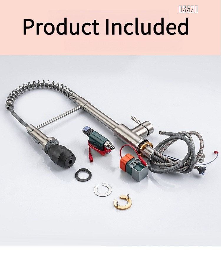 Stainless Steel Kitchen Faucet, Farmhouse Kitchen Faucet with Pull Down Sprayer, Brushed Faucet for Kitchen Sink Single Handle