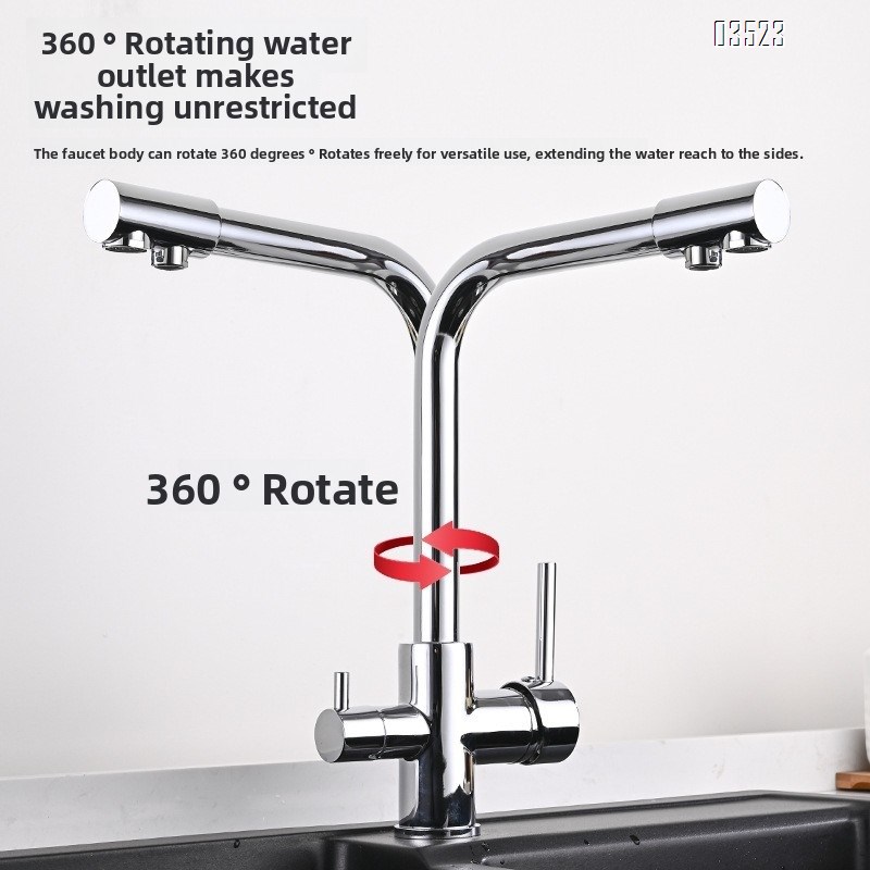 Chrome Kitchen Faucet with Pull-Out Sprayer, Modern Single Hole Kitchen Sink Faucet, Dual Handle, Brass