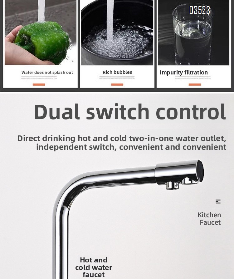 Chrome Kitchen Faucet with Pull-Out Sprayer, Modern Single Hole Kitchen Sink Faucet, Dual Handle, Brass