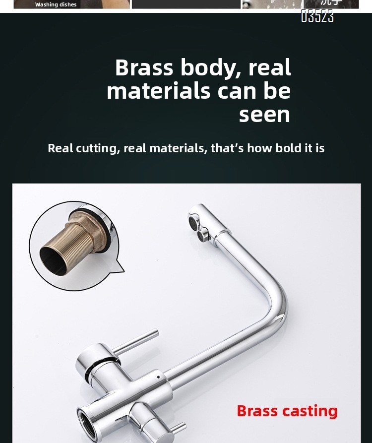 Chrome Kitchen Faucet with Pull-Out Sprayer, Modern Single Hole Kitchen Sink Faucet, Dual Handle, Brass